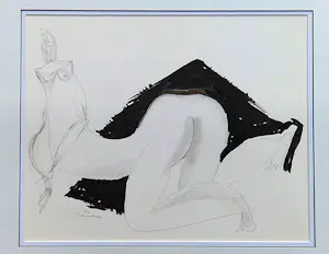 Theo Beerendonk - Jaren 60 erotische gemengde techniek op papier "Voloptueus naakt" - gesigneerd kopen? Bied vanaf 39!