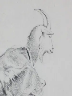 Frans Lebret - Twee tekeningen van een bok en een geit kopen? Bied vanaf 60!