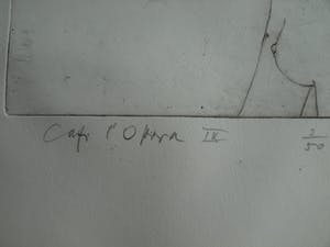 Robbert de Bakker - Ets , Cafe L‘Opera IX Barcelona – gesigneerd & ingelijst – 1991 kopen? Bied vanaf 50!