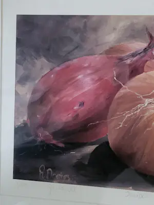 Buy Anna Doedijns - Opus IX - Stilleven met uien en knoflook - Giclée & oil? Bid from 125!
