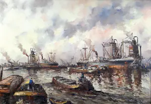 Wim Bos - Bedrijvigheid in de haven van Rotterdam kopen? Bied vanaf 200!