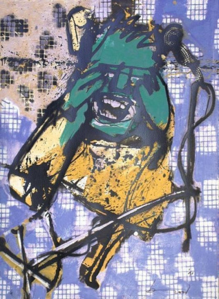 Herman Brood - Gr Kleurenzeefdruk DE ZANGER Handgesigneerd verkocht voor € 1!