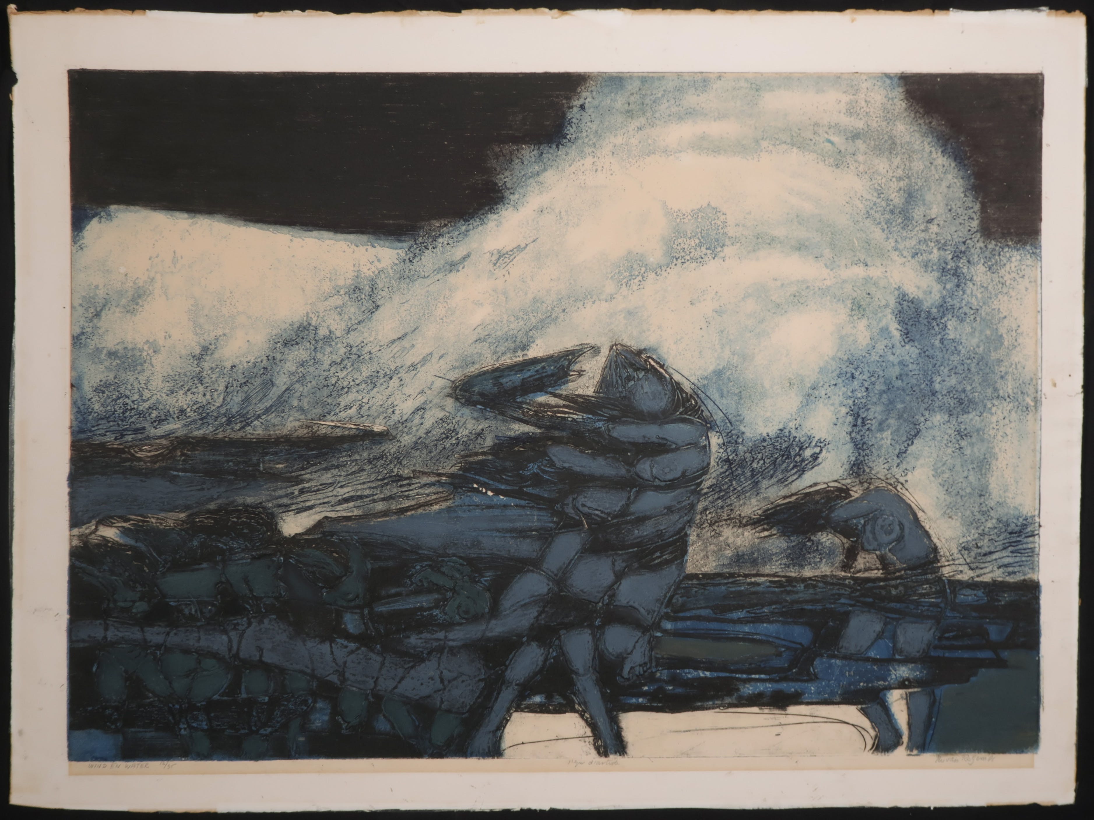 Ru van Rossem - Reliëfets en aquatint, Wind en water kopen? Bied vanaf 20!