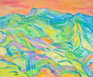 Joe Wols - Acryl op papier, Orcinas, Drôme Provencale verkocht voor € 1!