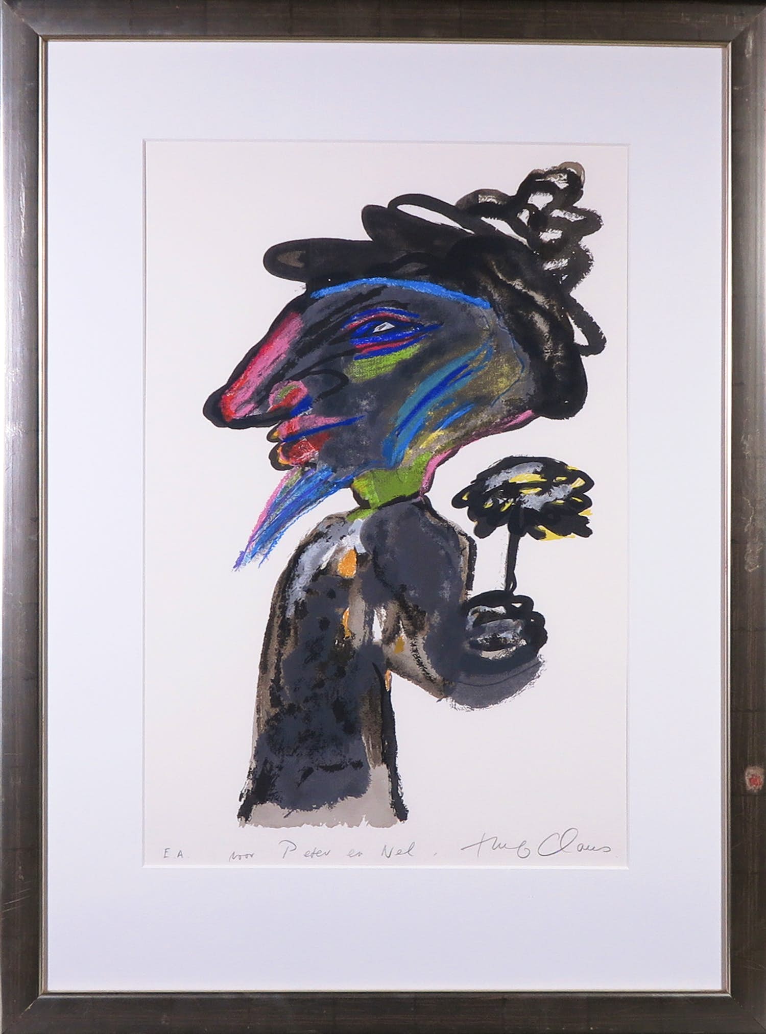 Hugo Claus - Zeefdruk, Figuur - Ingelijst verkocht voor € 200!