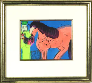 AcheterWalasse Ting - Gouache, Vrouw en paard - Ingelijst (Inclusief publicatie Blue Sky!)? Enchérissez de 2000!