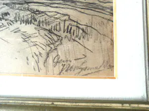 Jan Hillebrand Wijsmuller - Potloodtekening - Schaatser in landschap met molen kopen? Bied vanaf 75!
