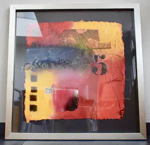 Theo Koster - Zeefdruk en collage - Nummer 5 (Zonder titel) - Ingelijst kopen? Bied vanaf 40!