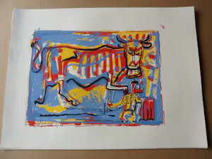 Peter Klashorst - Zeefdruk, titel. "Stierengevecht ". kaufen? Bieten Sie von 35!