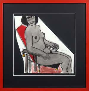 Corneille - Gouache op papier, Rietveld - Ingelijst verkocht voor € 850!