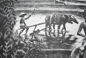Hendrik Paulides - Javaanse sawah - zeldzame litho uit 1927 - prachtig zuurvrij ingelijst kopen? Bied vanaf 100!