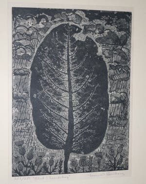 Lennart Forsberg - grote houtgravure, handdruk * * Blad in Landschap ** kopen? Bied vanaf 60!