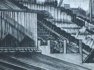 Eduard van Zanden - Bouwput Haringvliet Deltawerken - Litho kopen? Bied vanaf 75!