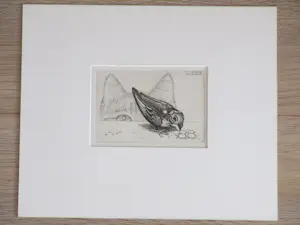 Ella van Schaik - Vogel en Kat - Ets kopen? Bied vanaf 40!