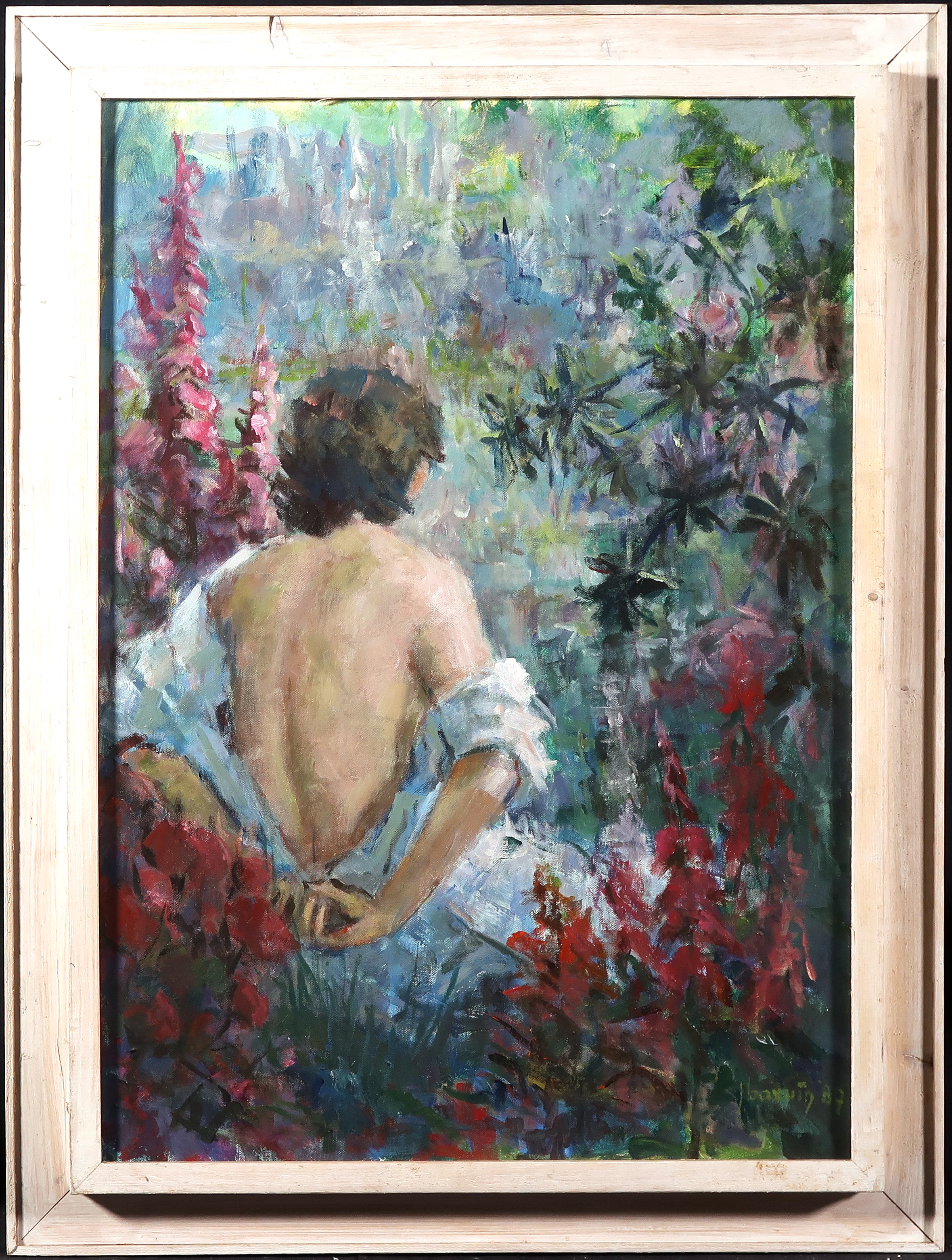 Jan Bazuin - Olieverf op doek, Vrouw op rug gezien - Ingelijst kopen? Bied vanaf 150!