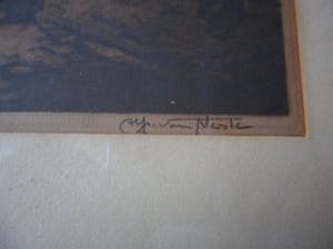 Alfred van Neste - Kleuren ets,straatje te Brugge kopen? Bied vanaf 15!