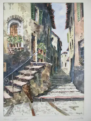 Niet of onleesbaar gesigneerd - 12 x Aquarel/Tekening div. Kunstenaars Landschap kopen? Bied vanaf 1!