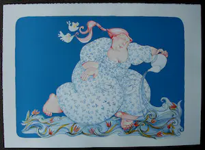 Ada Breedveld - Zeefdruk: Blauwe dame - 1999 kopen? Bied vanaf 59!