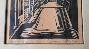 Andre van der Vossen - houtsnede 'Kwakelbrug, Edam' kopen? Bied vanaf 45!