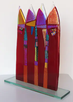 Bert Grotjohann - Glas, Kleurrijk abstract glazen object kopen? Bied vanaf 150!