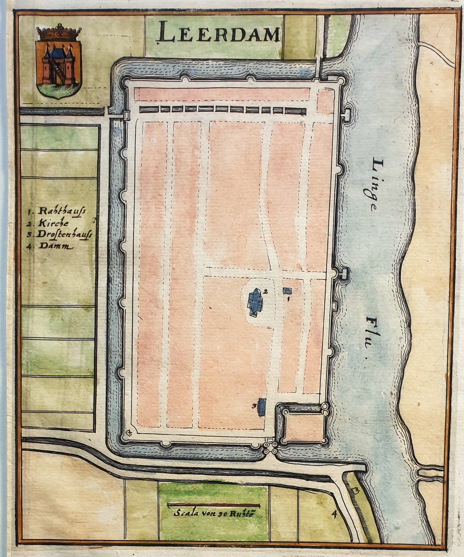 Caspar Merian - Leerdam Caspar Merian Oude Gravure 1659 kopen? Bied vanaf 30!