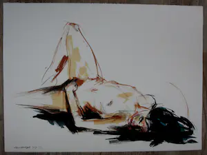 Bob ten Hoope - Litho: Liggend naakt - 1987 kopen? Bied vanaf 59!