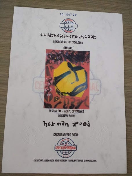 Herman Brood - schilderij, omhaal, gesigneerd en ingelijst +HBM certificaat kopen? Bied vanaf 1800!