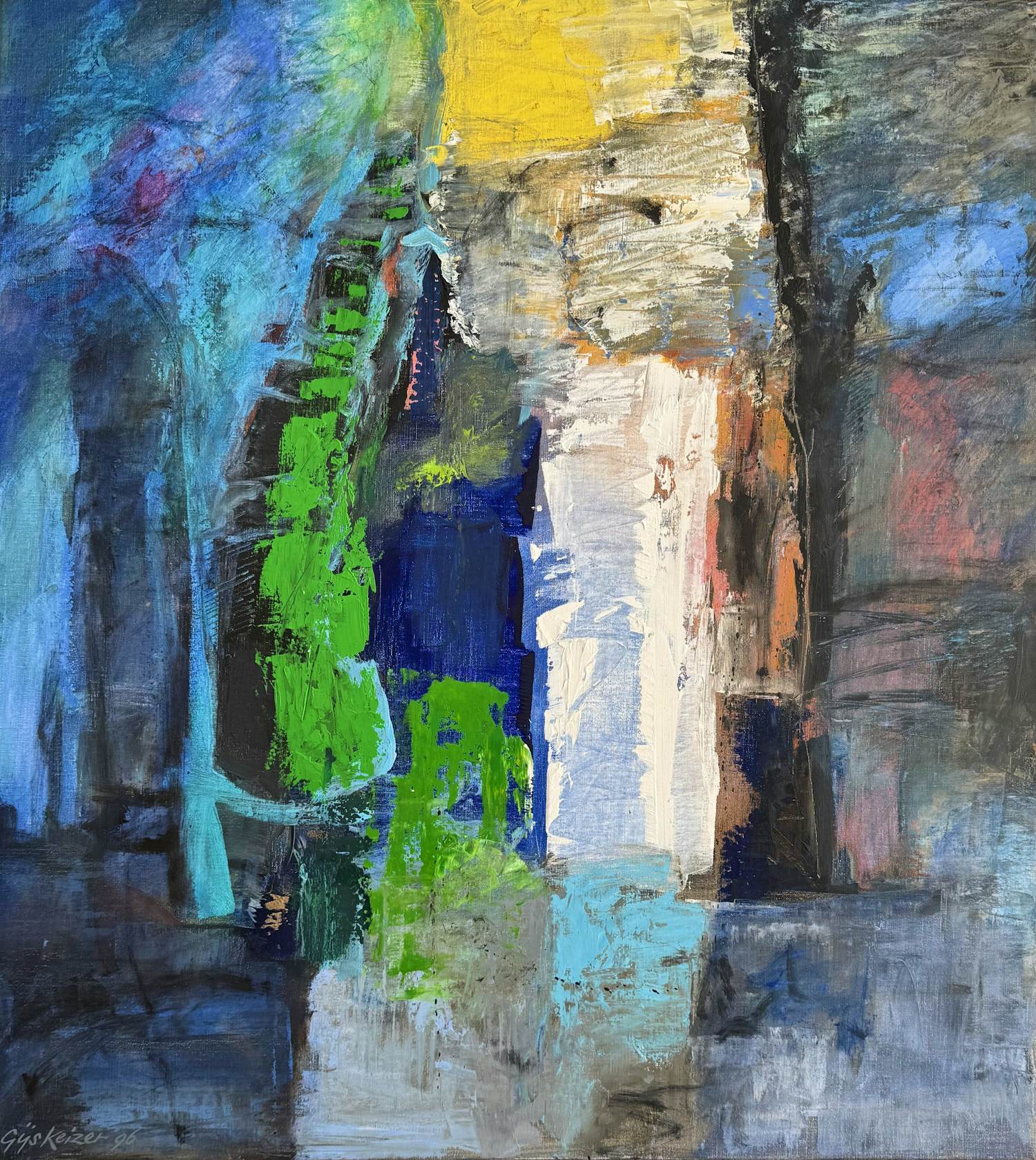 Gijs Keizer - olieverf op doek | 'Grotwoning' | 1996 (INGELIJST) kopen? Bied vanaf 750!