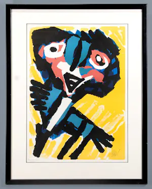 Karel Appel - Ingelijste zeefdruk: dansend meisje kopen? Bied vanaf 1295!