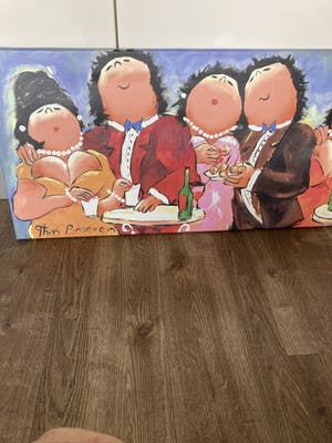 Theo Broeren - Glicée met acryl op doek ‘Samen Feest ‘ kopen? Bied vanaf 70!