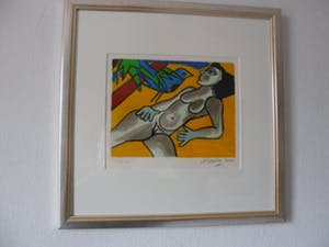 Corneille - Zeefdruk, Naakt met vogel. kopen? Bied vanaf 120!