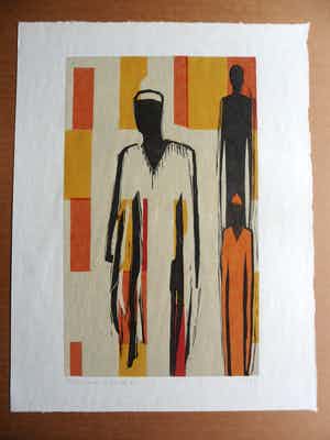 Marianne de Moor - Linosnede, titel onbekend verkocht voor € 40!