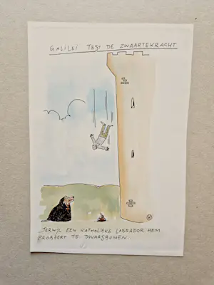 Kamagurka - Originele gemengde techniek op papier "Galilei test de zwaartekracht" gesigneerd kaufen? Bieten Sie von 245!