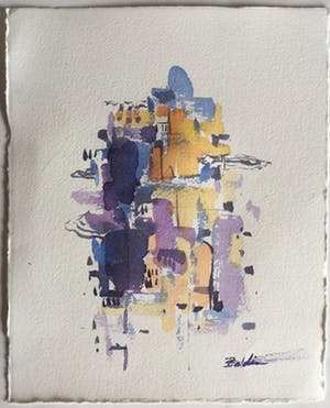 Ahmad Baldin - Aquarel 'denkbeeldig landschap' (GESIGNEERD) compleet met prachtig BOEK. kopen? Bied vanaf 50!