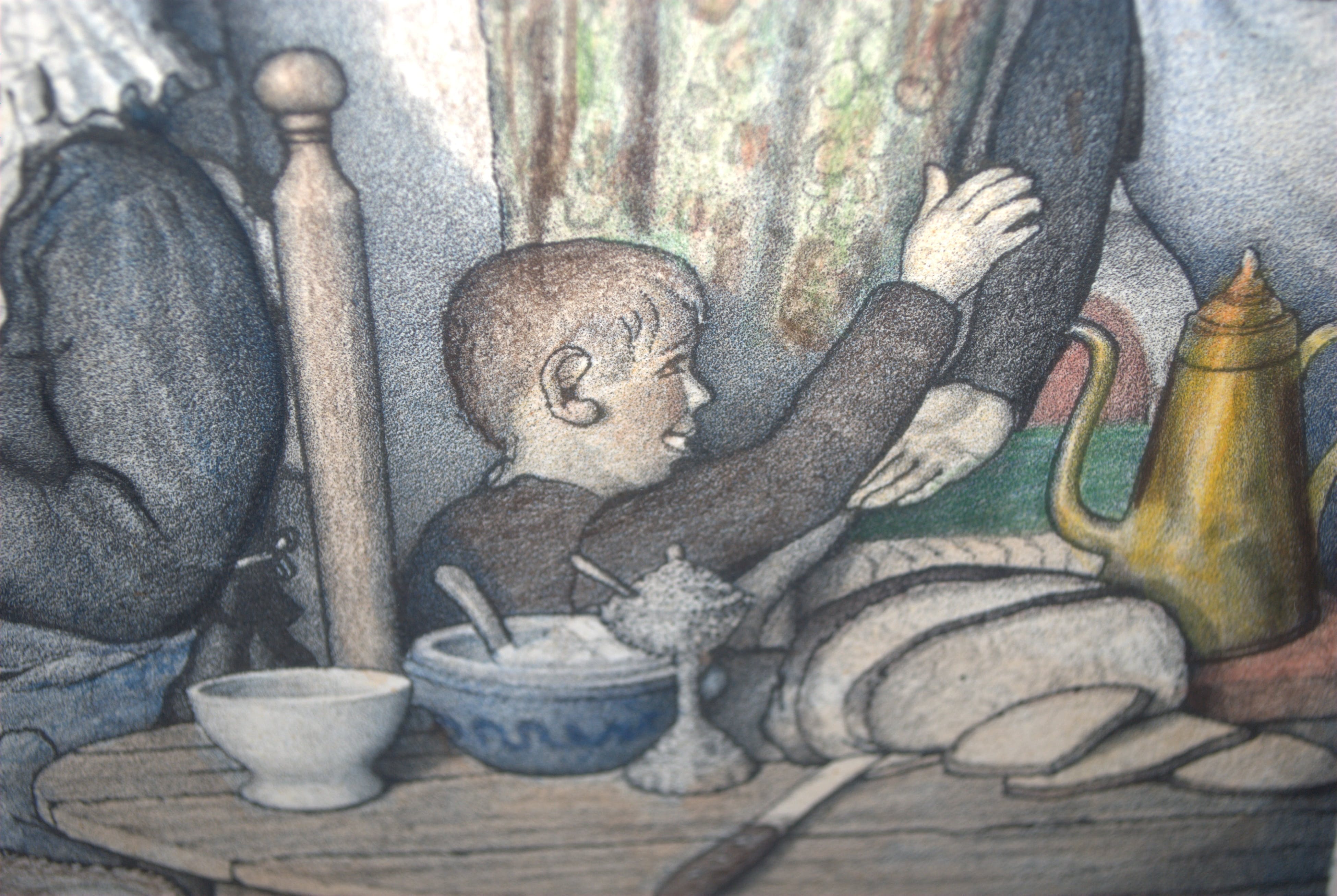 Jan Strube - kleurenlitho_boereninterieur NoordBrabant omstreeks 1900_ kopen? Bied vanaf 55!