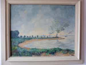 Adam Potgieter - Olieverf op doek, landschap verkocht voor € 40!