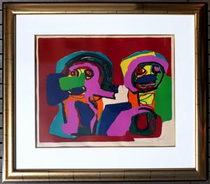 Karel Appel - Figuren, litho (prachtig ingelijst, groot) kopen? Bied vanaf 895!