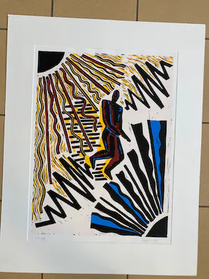 Hans Wap - Zeefdruk. Titel, "The walk". kopen? Bied vanaf 1!