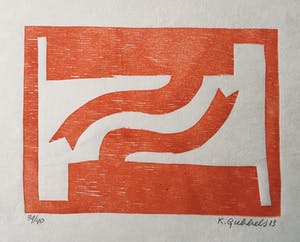 Klaas Gubbels - houtdruk ‘Naar Elkaar’ - 2013 - oplage 40 ex. kopen? Bied vanaf 295!