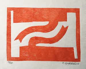 Klaas Gubbels - houtdruk ‘Naar Elkaar’ - 2013 - oplage 40 ex. verkocht voor € 295!