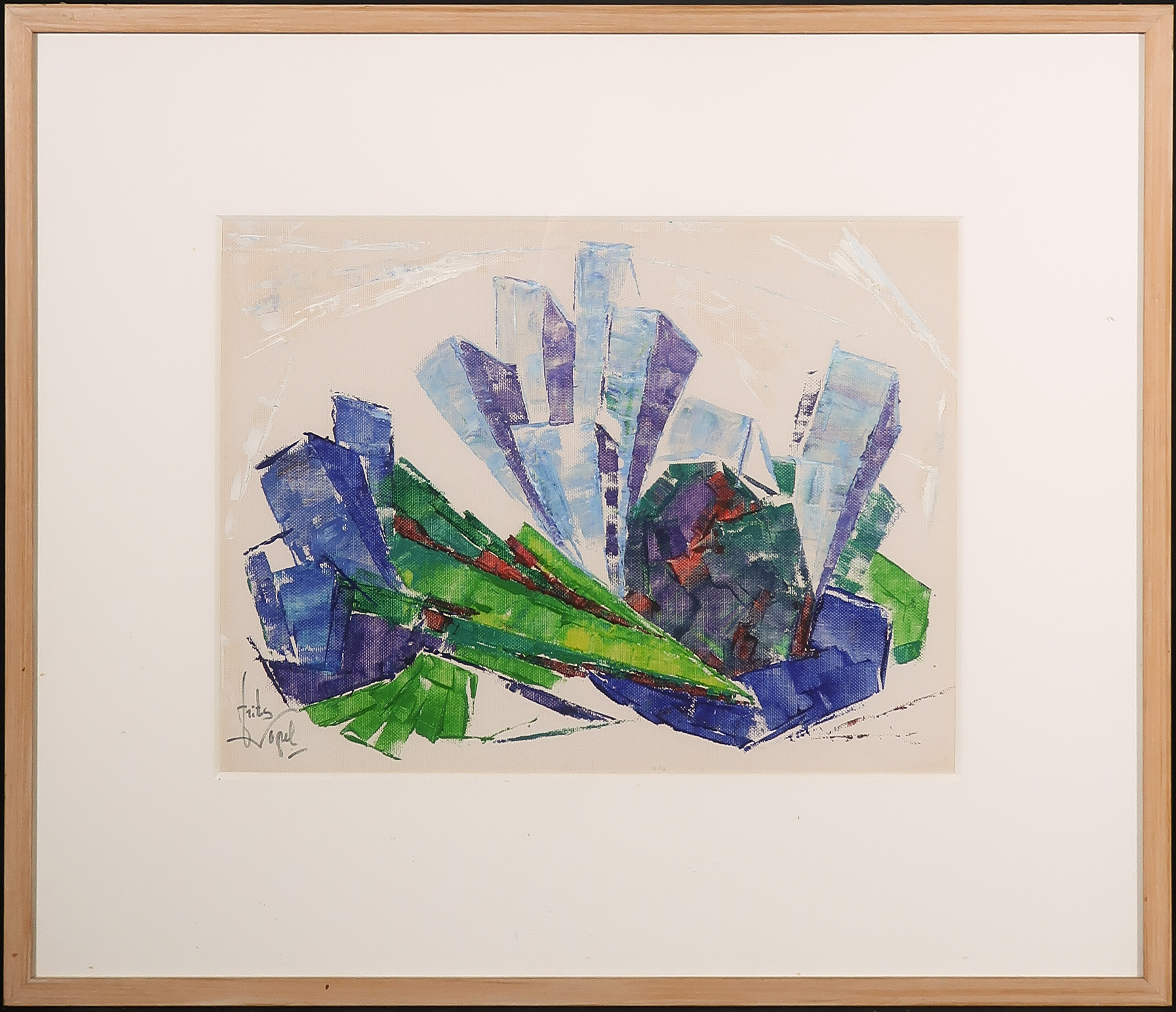 Frits Vogel - Olieverf op canvaspapier, Kleurenspel - Ingelijst verkocht voor € 35!