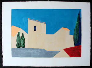 Amos Yaskil - Zeefdruk: Zuid Europees landschap kopen? Bied vanaf 100!