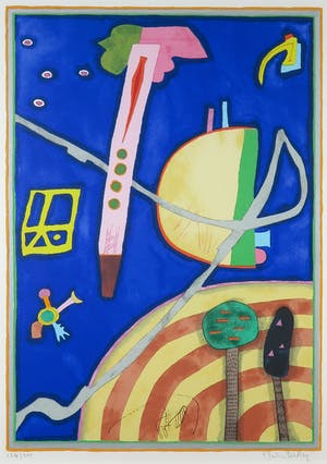 Martin Bradley - Zeefdruk, Blue moon - Ingelijst kopen? Bied vanaf 40!