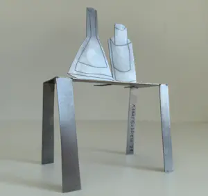 Klaas Gubbels - Handgesigneerde 'staande tekening' / stalen sculptuur | 2023 (GROOT) kopen? Bied vanaf 20!