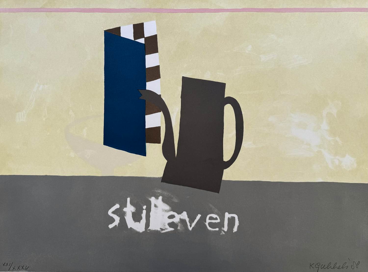 Klaas Gubbels - Handgesigneerde kleurenlitho | 'Stilleven' | 1988 kopen? Bied vanaf 400!