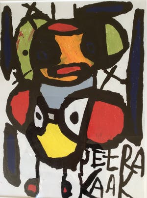 Niet of onleesbaar gesigneerd - Gouache Cobra stijl van Petra Kaak,gesigneerd en ingelijst, unica kopen? Bied vanaf 10!