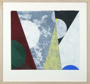 Henri Plaat - Gouache, Geometrisch-abstracte compositie - Ingelijst verkocht voor € 100!