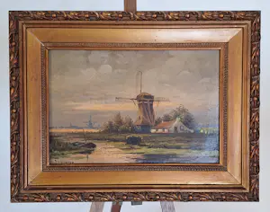Onbekend - Gesigneerd - Landschap met molens - 19e eeuw kopen? Bied vanaf 10!