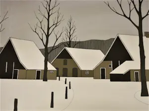 Klaas Bernink - Grote genummerde (190/250) Zeefdruk "Winter in Twente" gesigneerd kopen? Bied vanaf 84!
