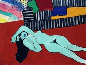 Corneille - Litho: liggend naakt - 1975 verkocht voor € 275!